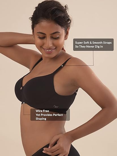 NYKD Everyday Cotton Padded Wireless T-Shirt Bra for Women 3,4th Coverage, Daily Use – NYB094